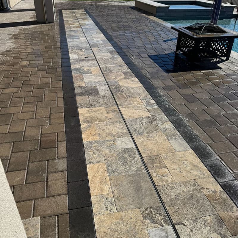 Pool Deck with Travertine Inlay